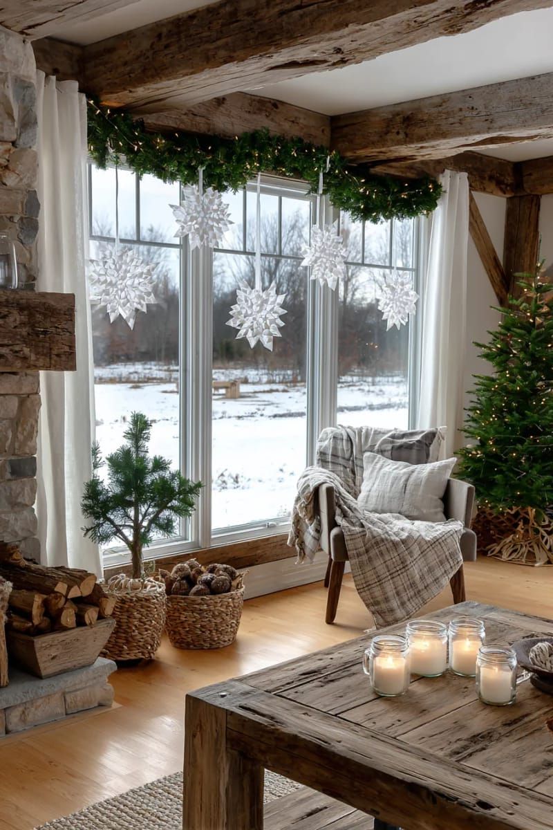 12. Paper Snowflakes Hung Across A Window - photo 2