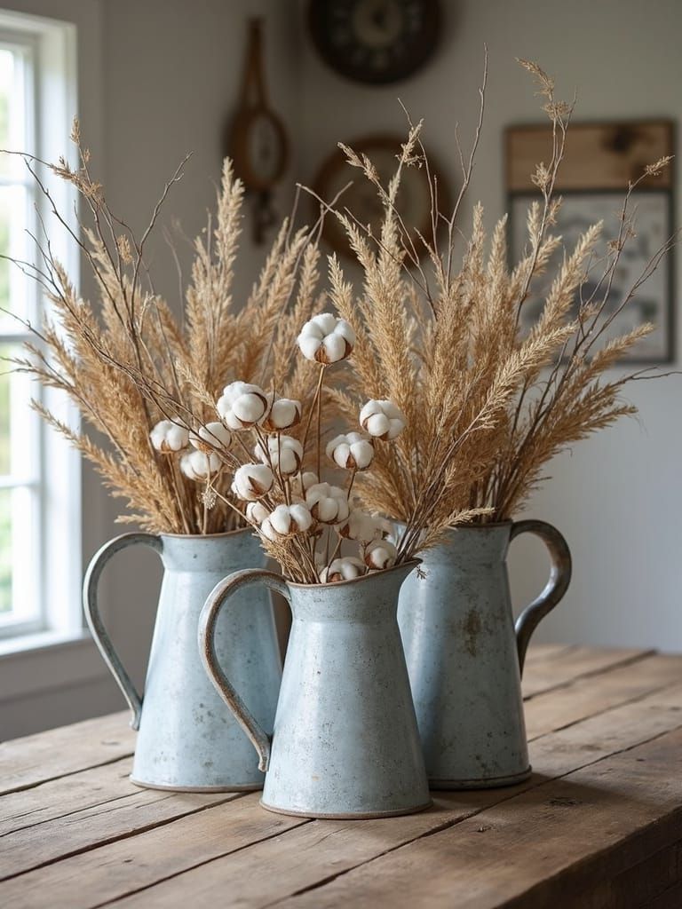 Use Galvanized Pitchers for Dry Florals