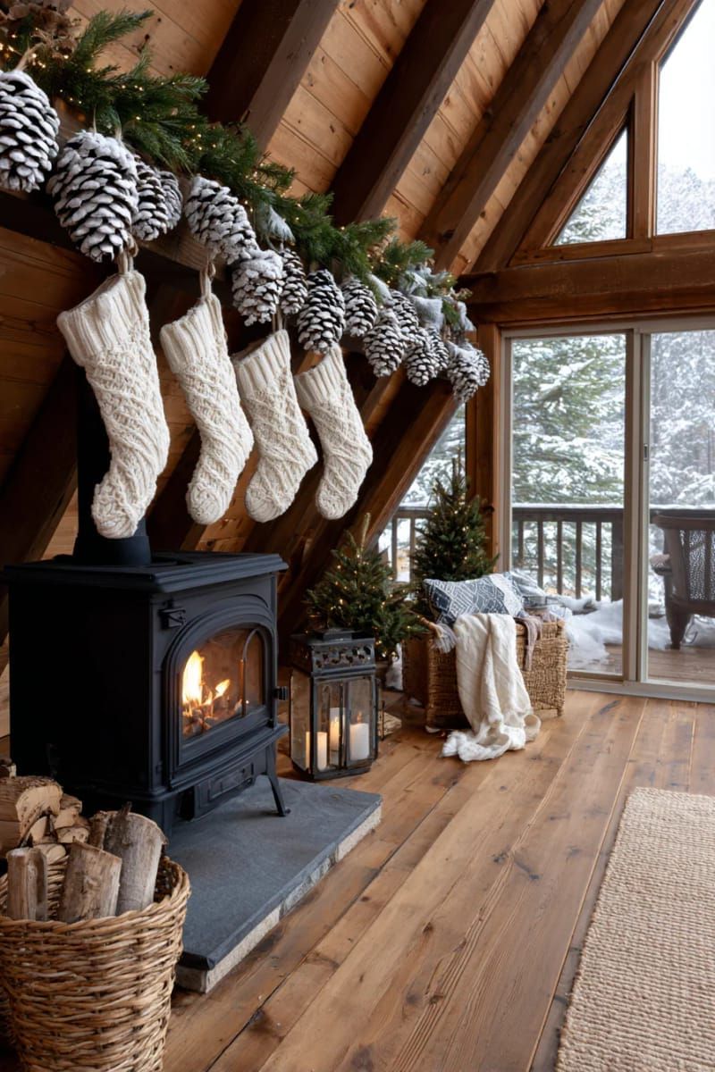 17. Snow-Coated Pinecone Clusters Hung for a Wintry Look