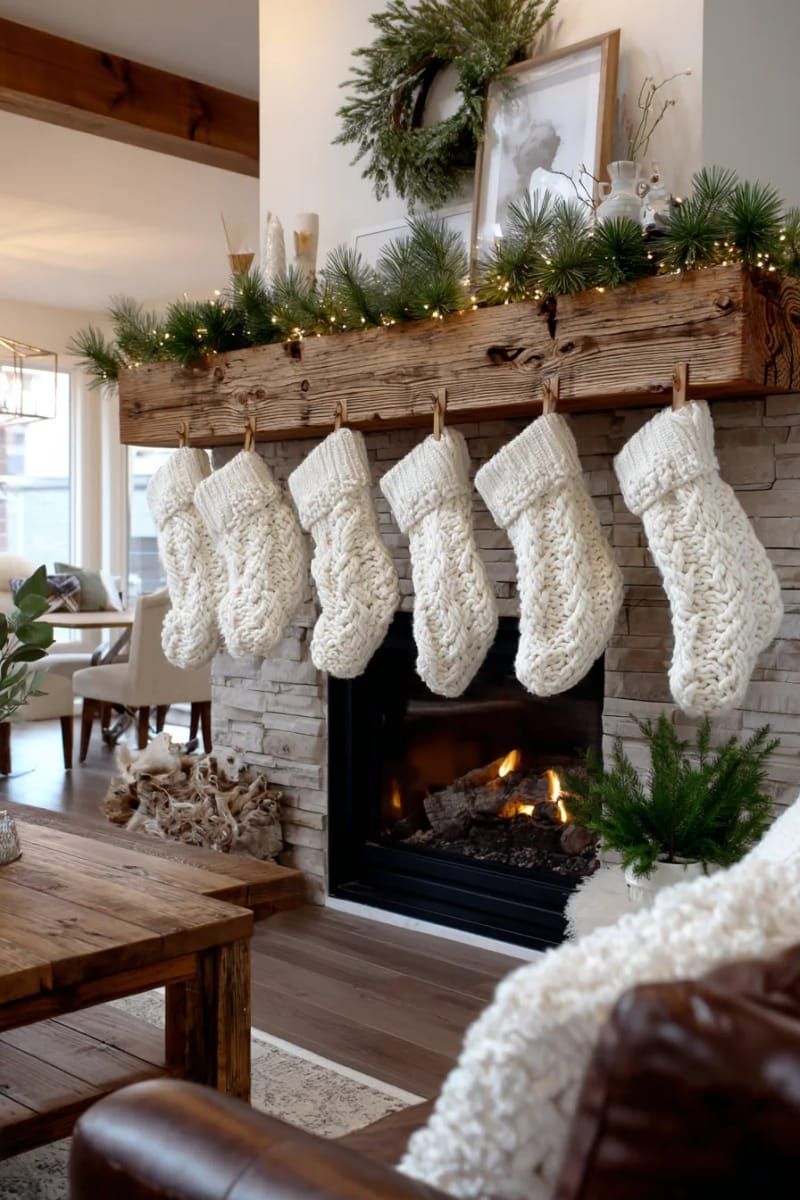 6. Knit Stockings On Wooden Clothespins