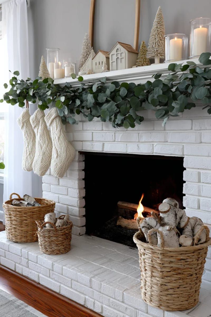 16. Scandinavian Mantel With Wooden Trees - photo 2