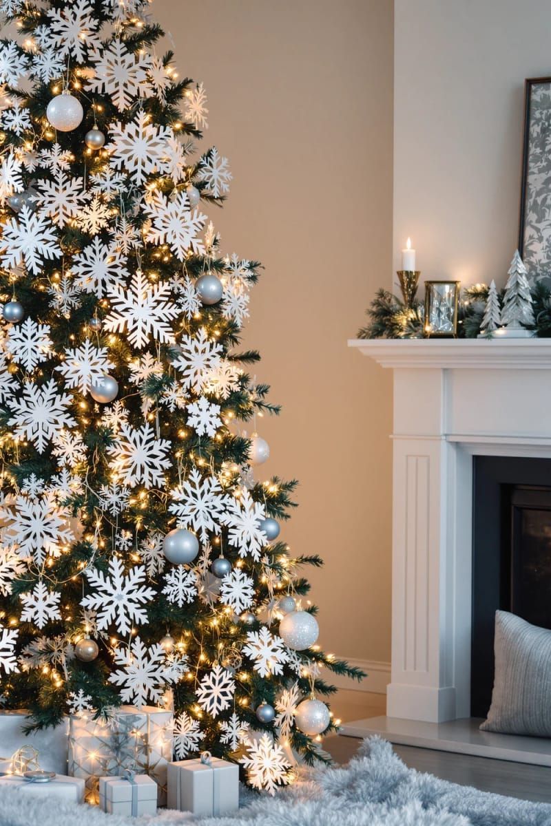 14. Oversized snowflakes and fairy lights for winter sparkle
