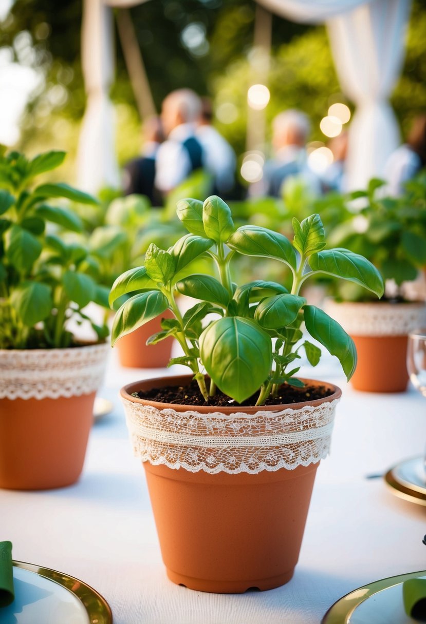 6) Potted Basil And Mint Favors