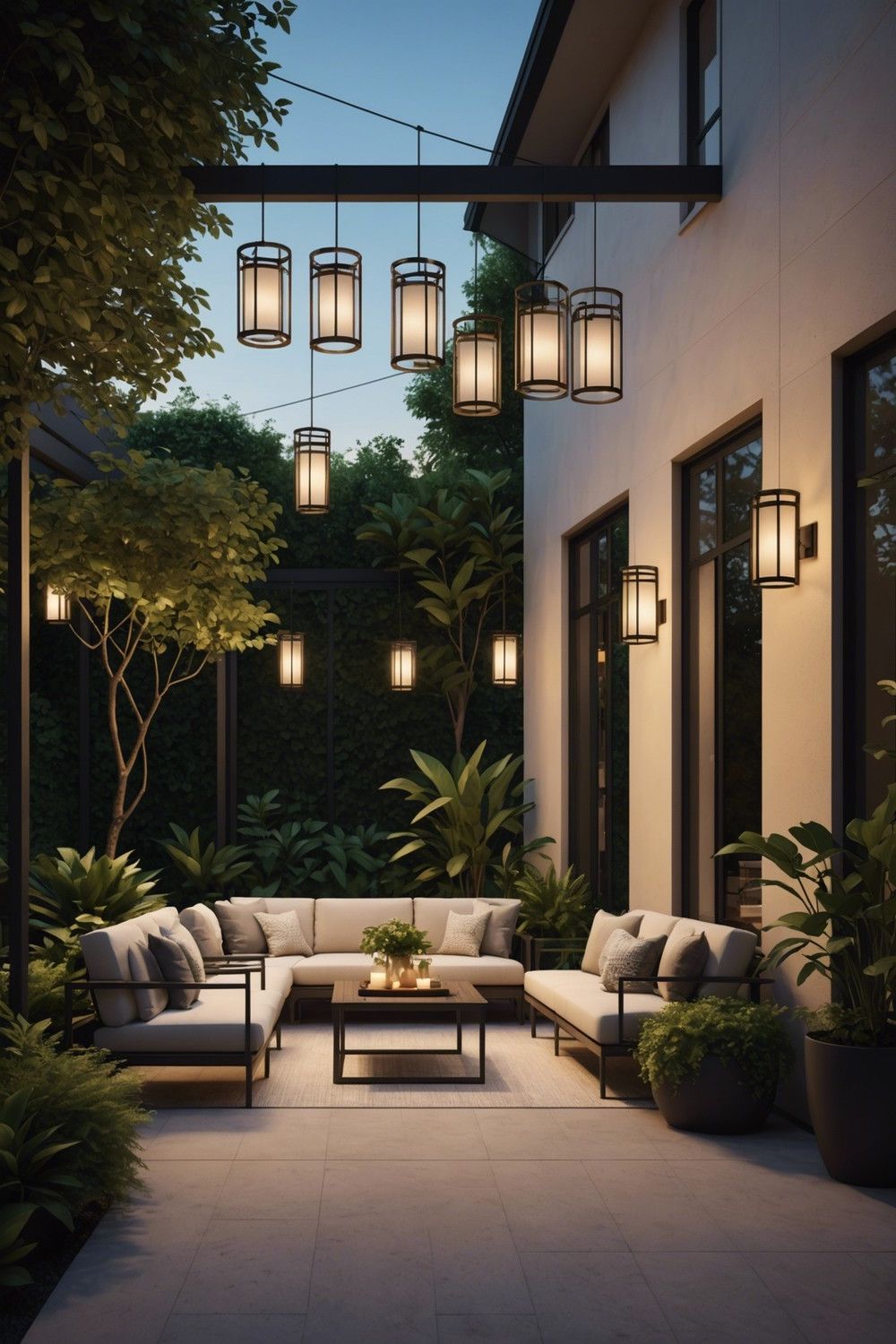 Glass Cylinder Lanterns in Geometric Frames