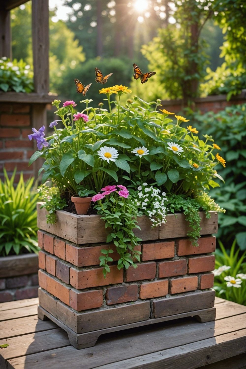 Recycled Brick Planter Box With Green Roof