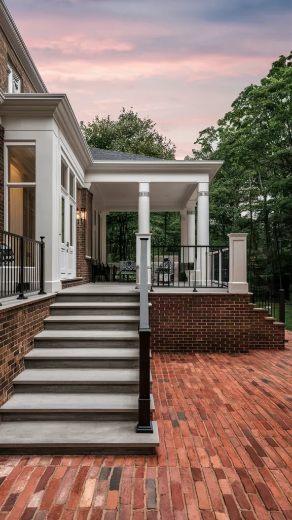 15) Solid Brick Patio Finished with Concrete Steps