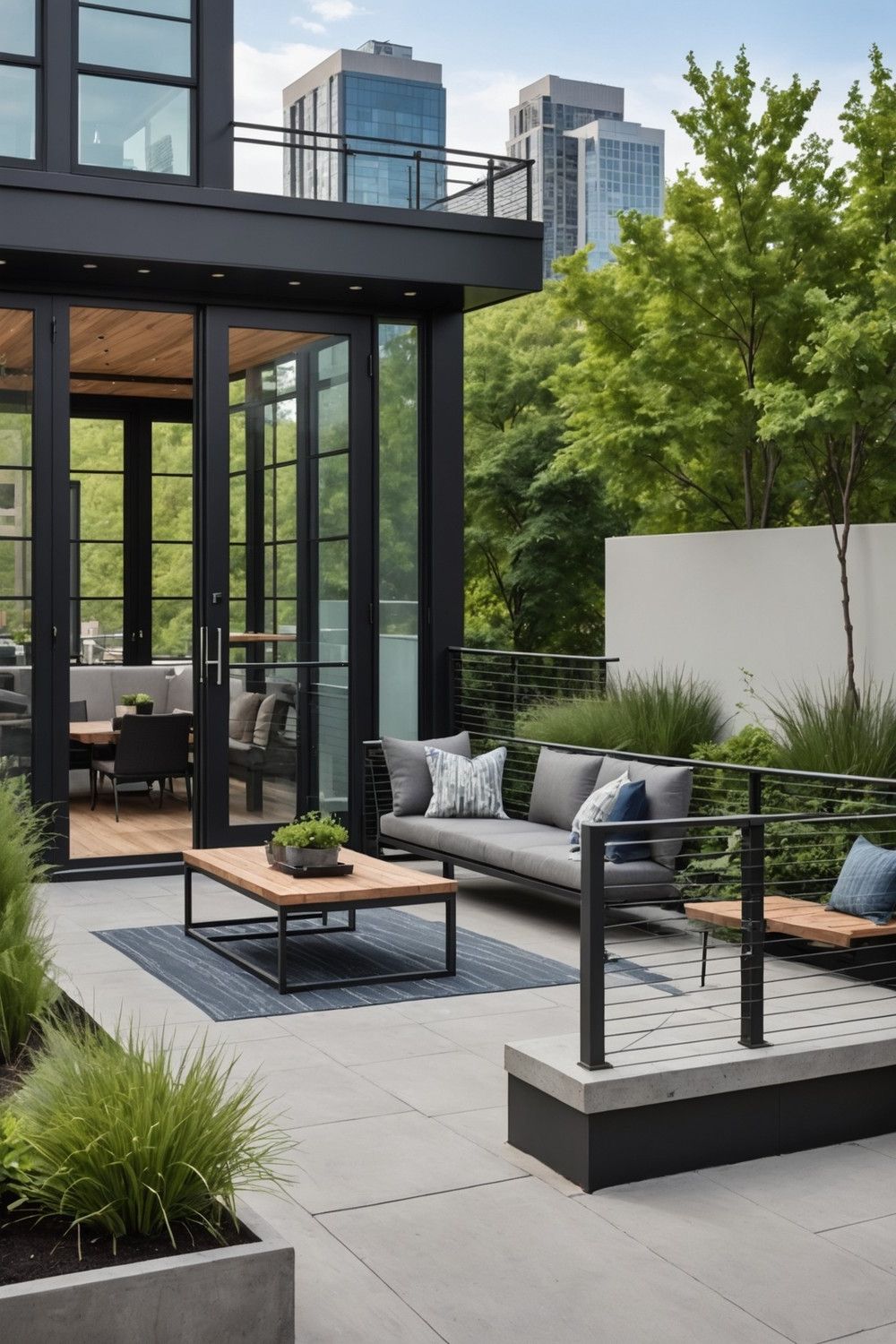 36) Steel Cable Railing for an Urban Patio