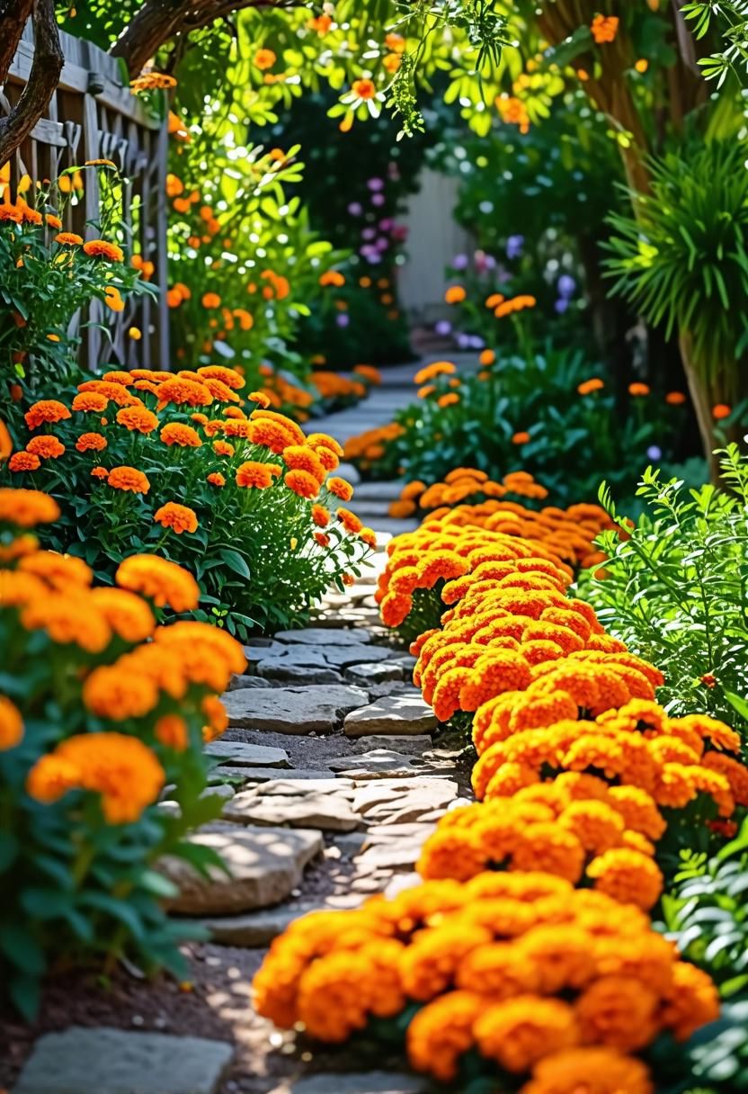 Marigold-Lined Pathways for Color