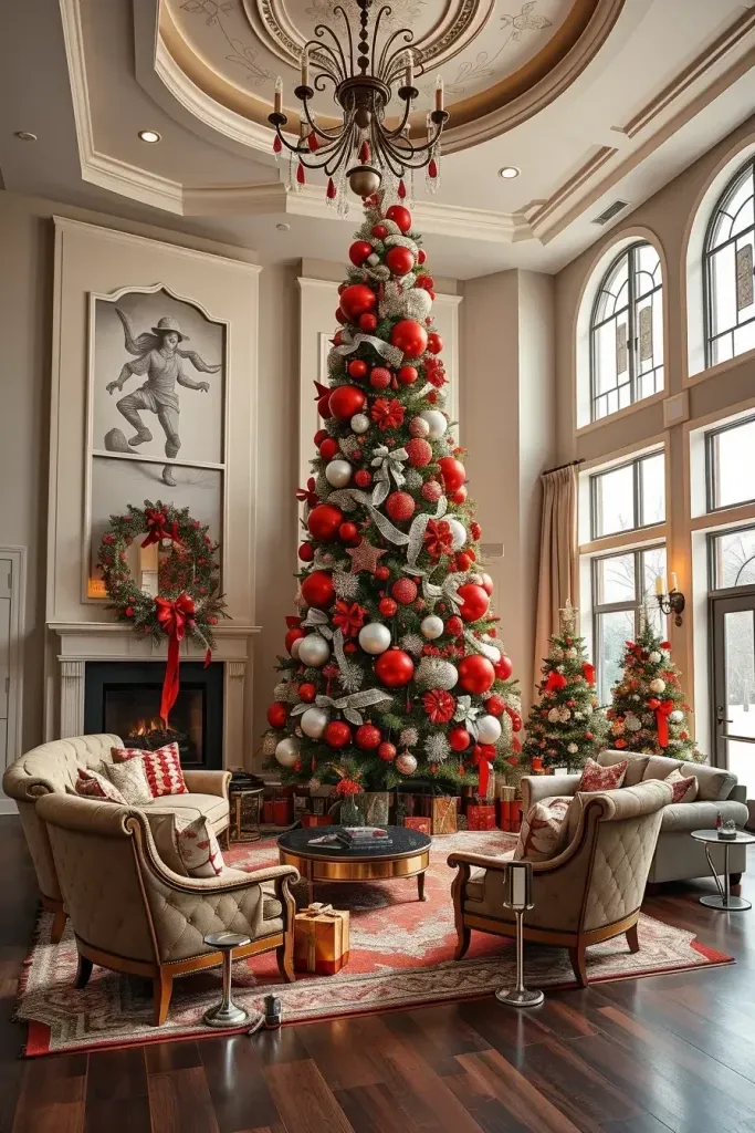Red and Silver Trees for Large Rooms