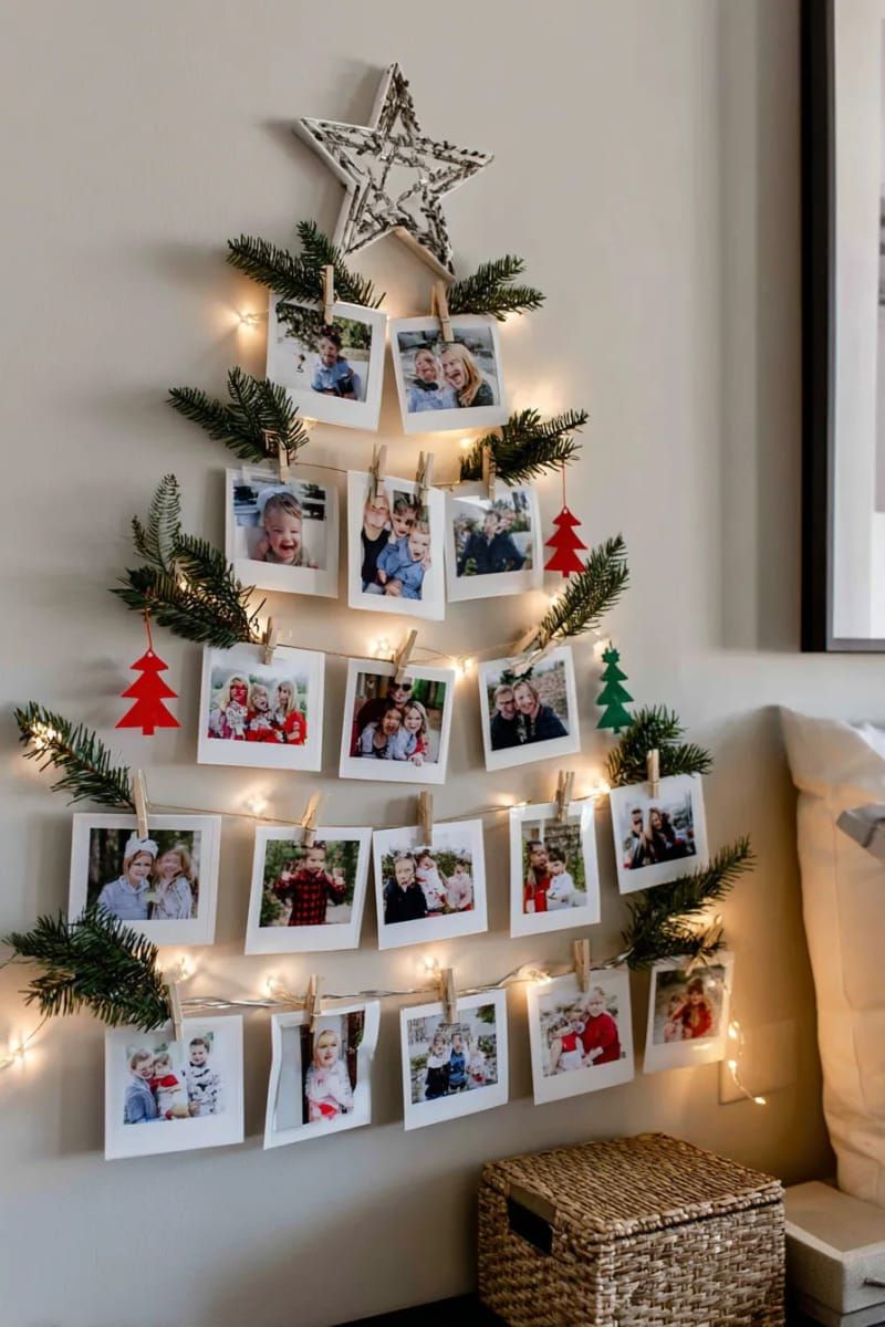 19. Family photo Christmas tree display