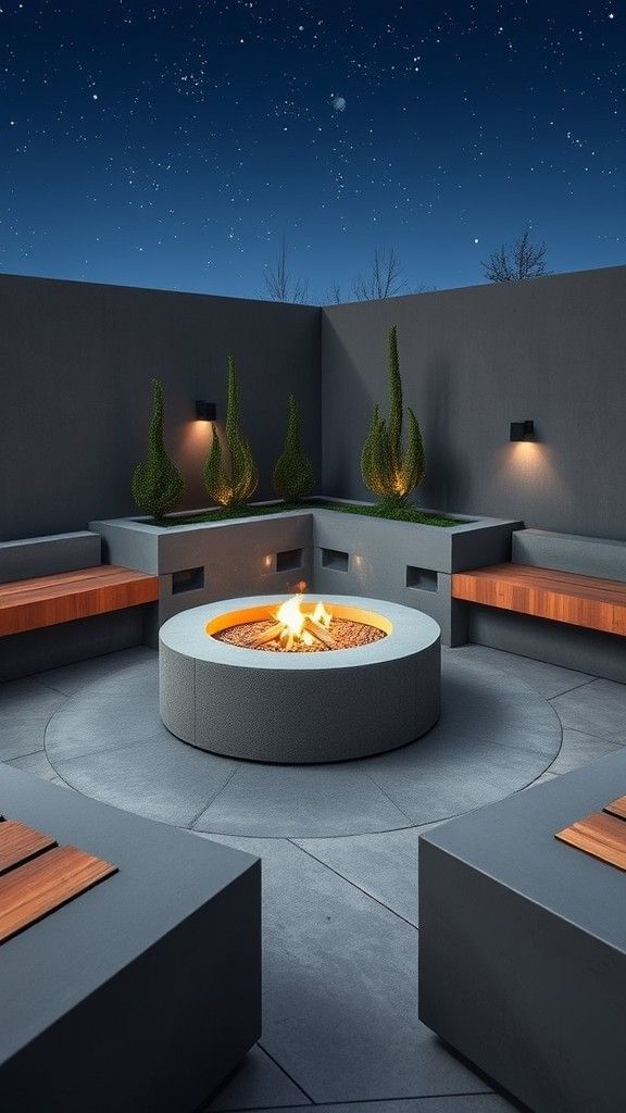 Minimalist Concrete Fire Pits for Clean Lines