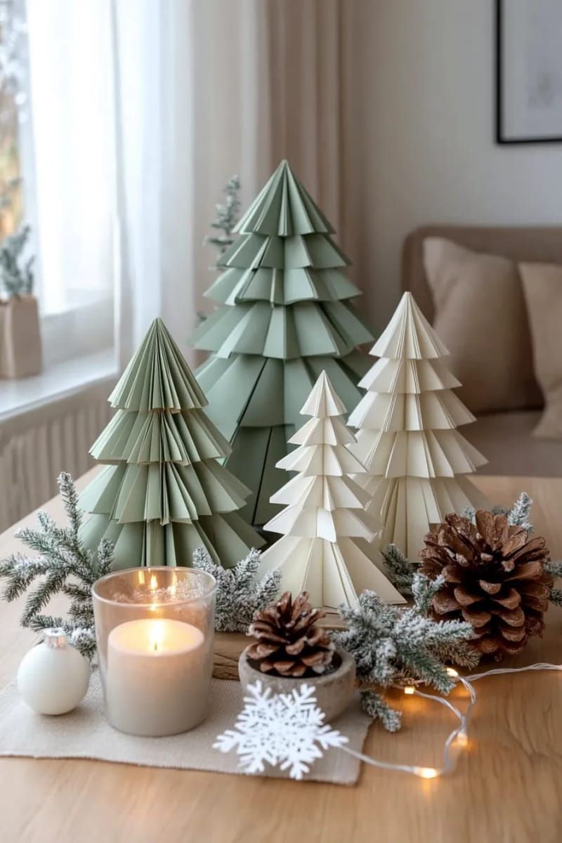 2. Soft Green Scandinavian Paper Tree Centerpiece