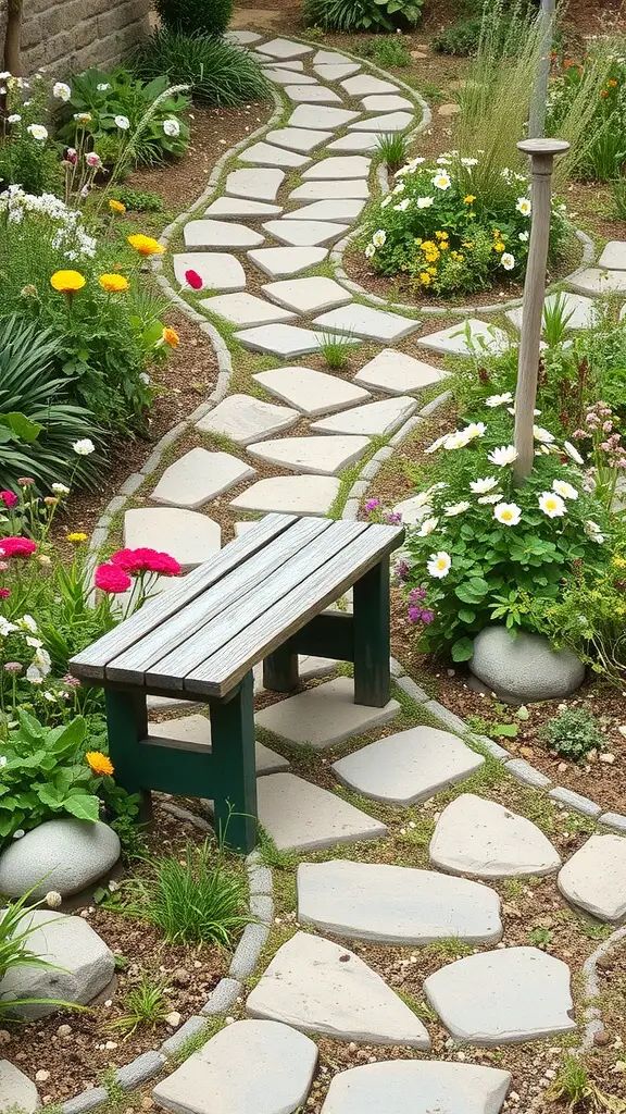 11. Rustic Stone Pathway for Garden Charm
