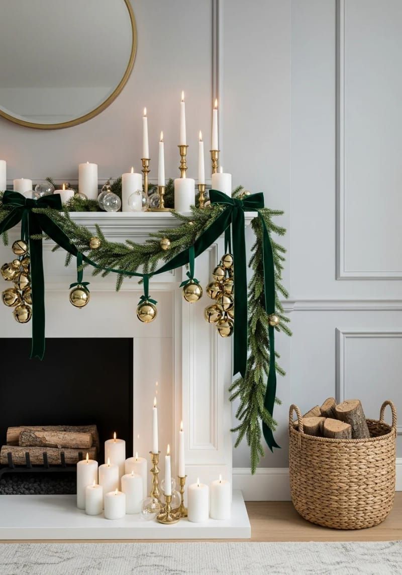 1. Velvet Ribbon and Gold Bells on a Mantel - photo 3