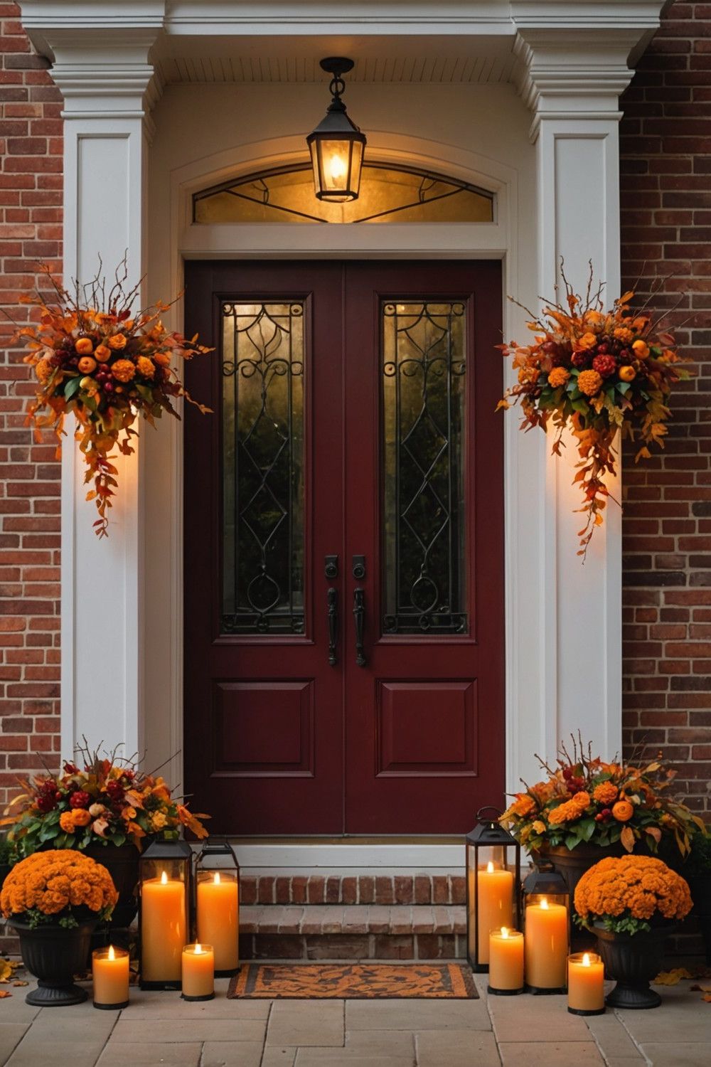 Lantern Planters with Candlelight and Foliage