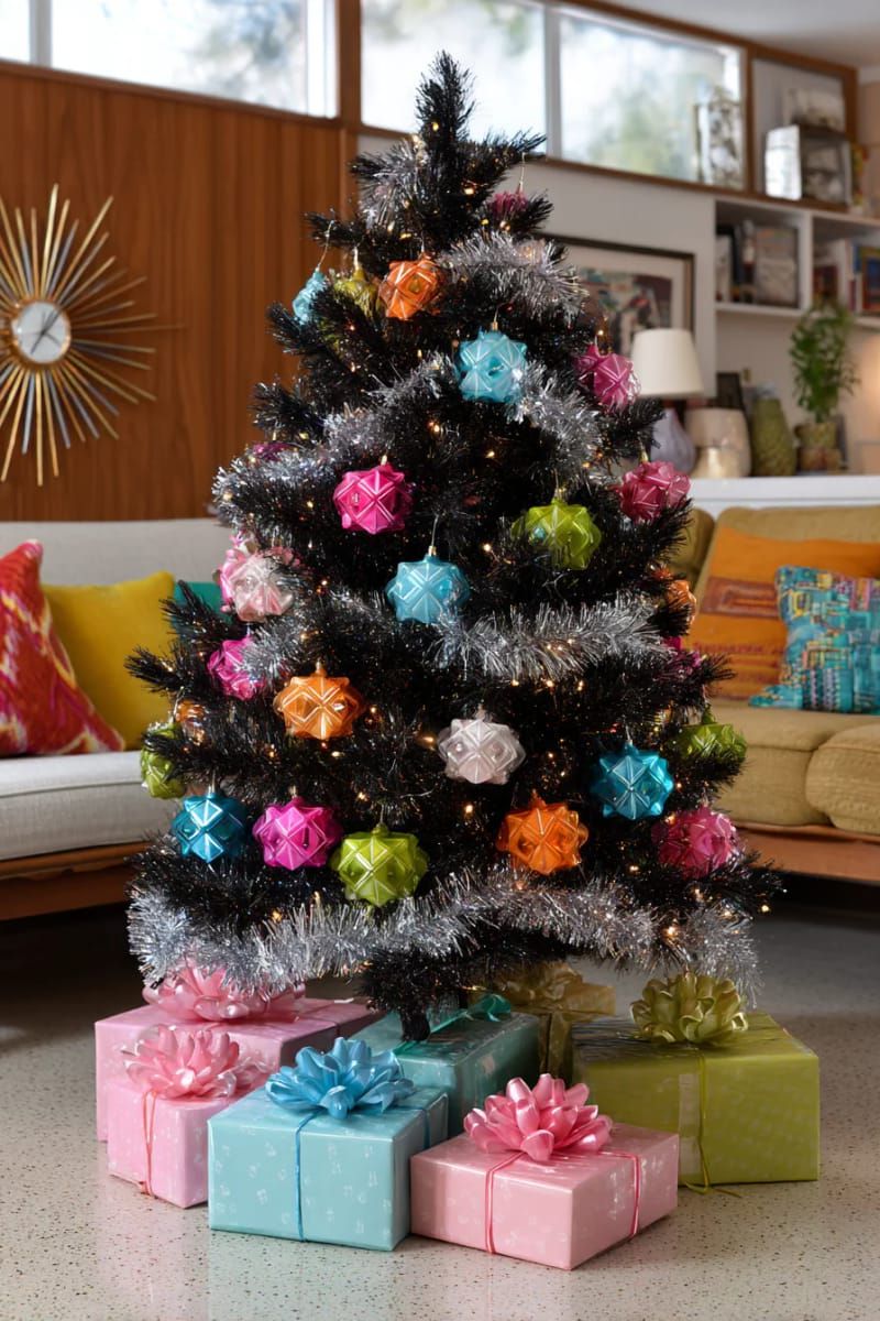 3. Retro Neon Tree With Vintage Tinsel Garland - photo 2