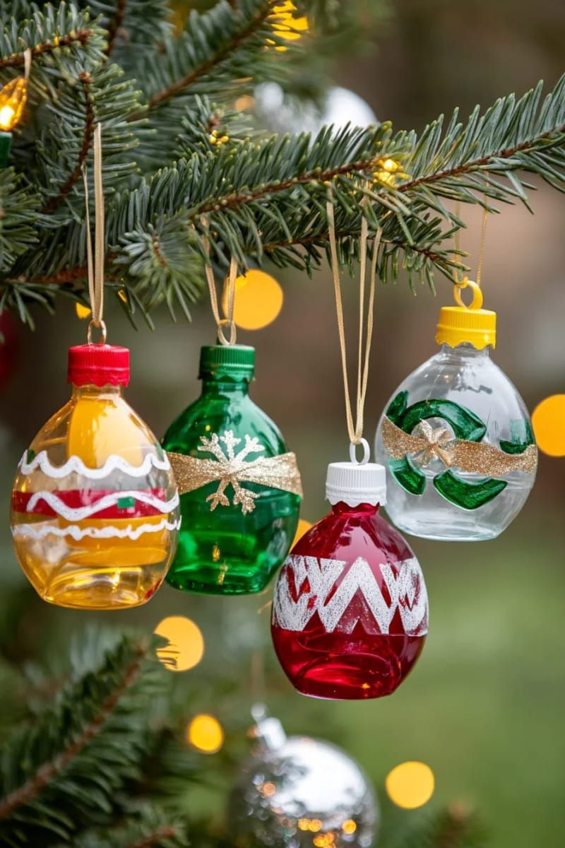8. Recycled Bottle Ornaments in Holiday Colors - photo 3