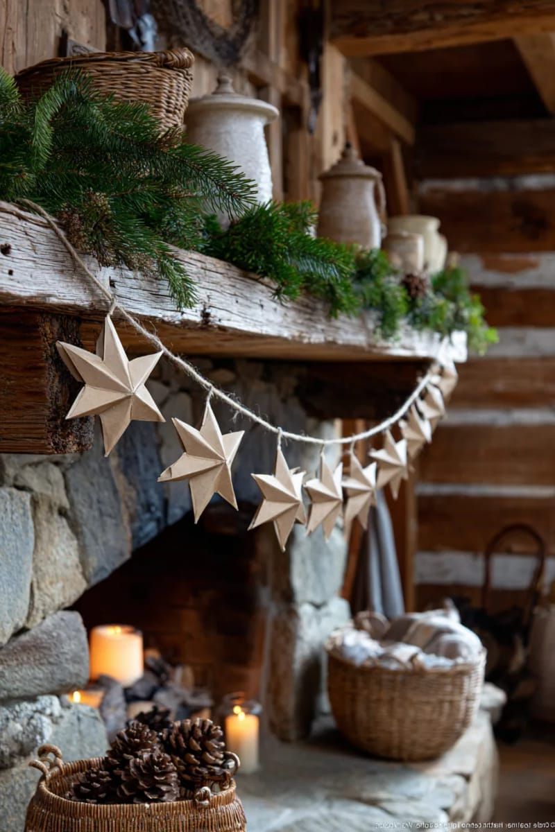 23. Rustic Kraft Paper Star Garlands with Twine Accents - photo 2