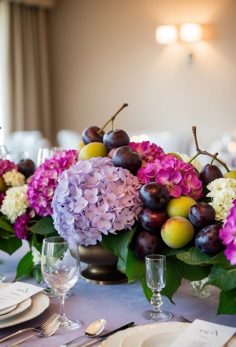 13) Plum and Hydrangea Pairing
