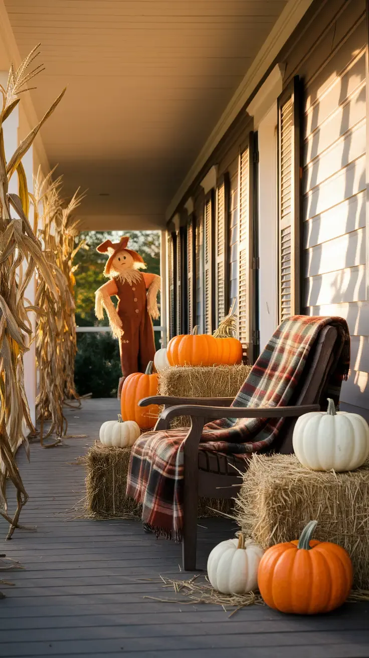 Welcoming Fall with Hay Bales and Pumpkins