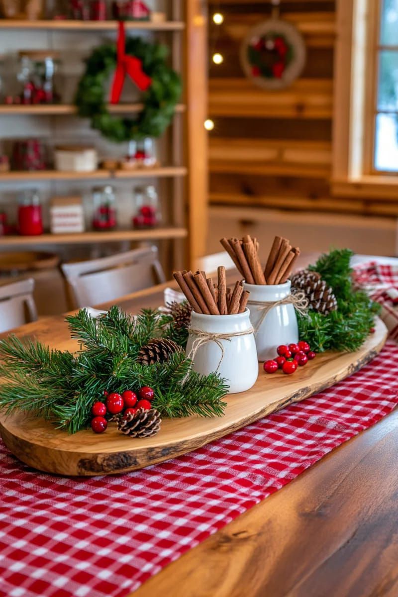 10. Pine and Cinnamon Kitchen Centerpiece