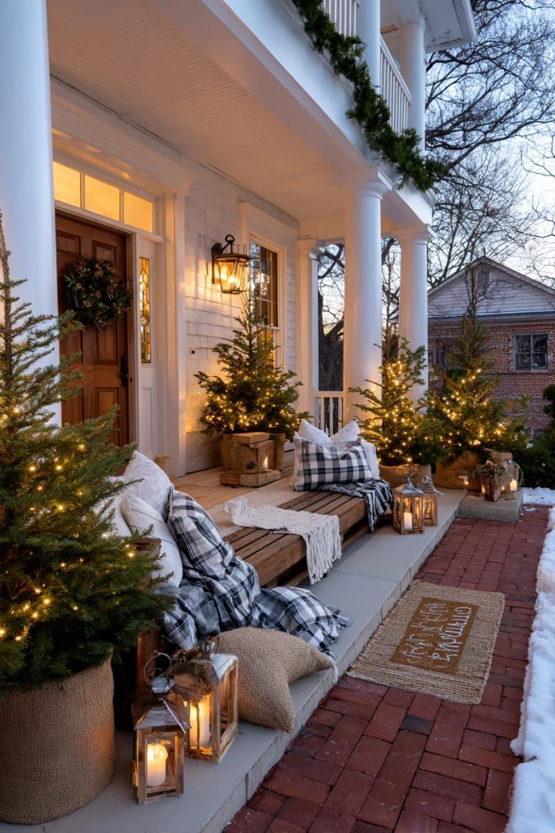 10. Adorable potted Christmas trees in burlap for a quaint entryway - photo 3