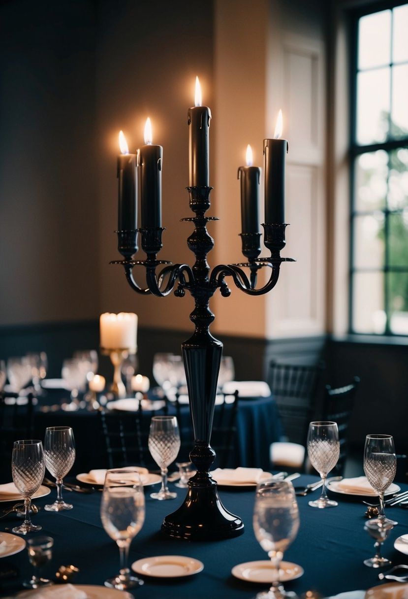 30) Vintage-Style Black Candelabra Pieces