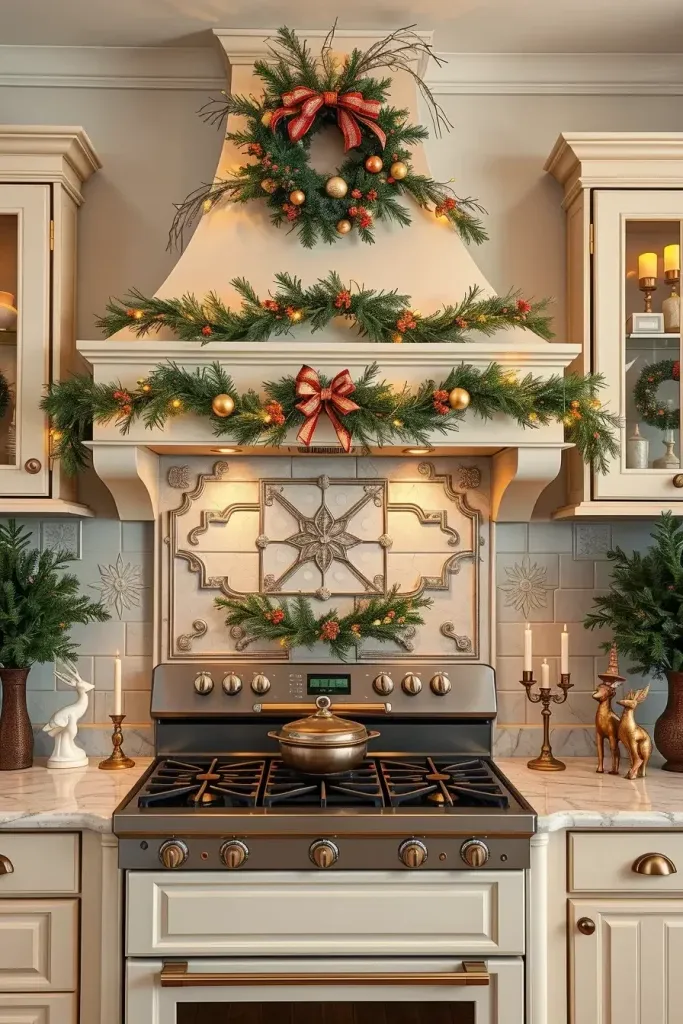Decorating Kitchen Mantels and Range Hoods for Christmas