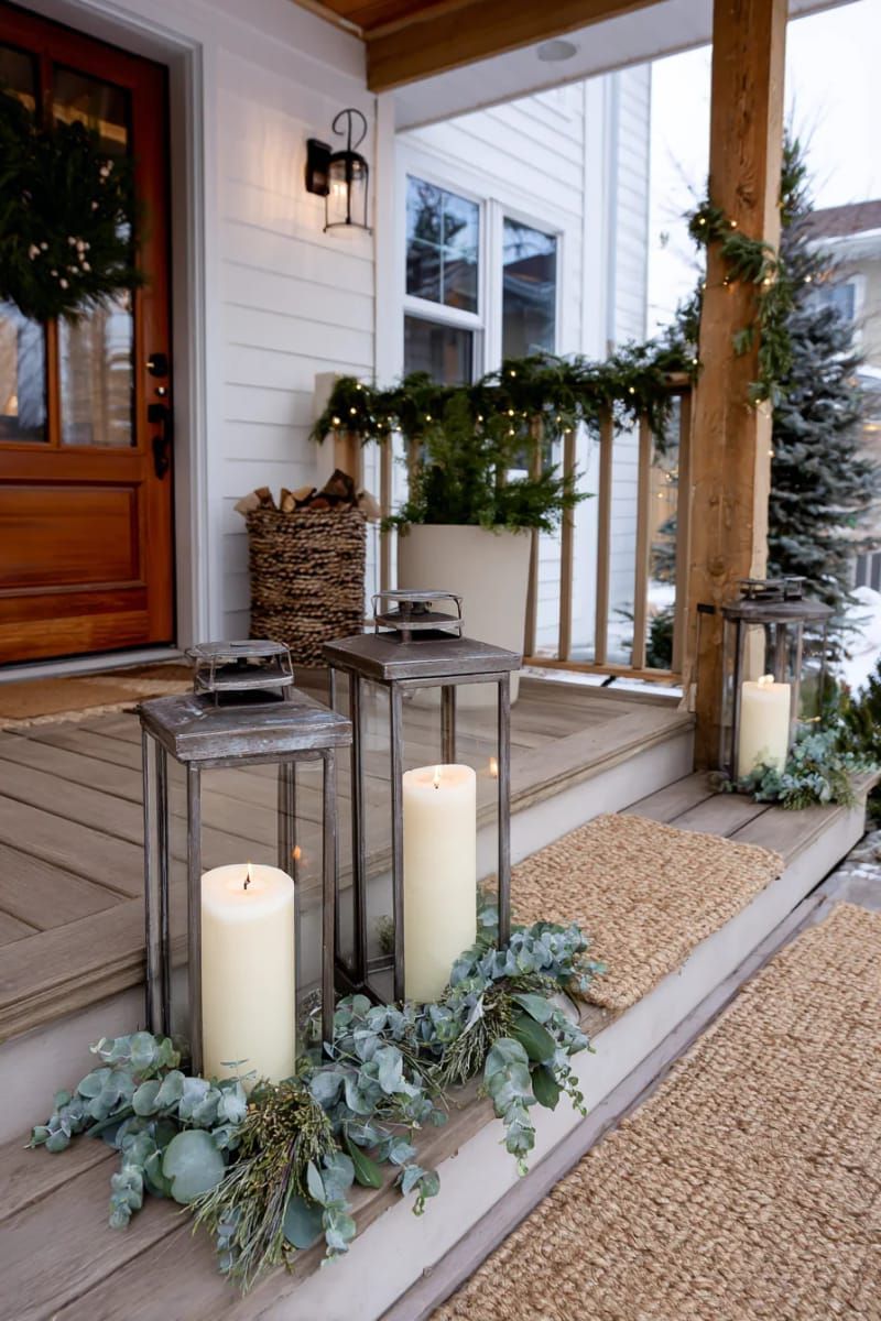 5. Rustic Lanterns with Pillar Candles and Eucalyptus - photo 2