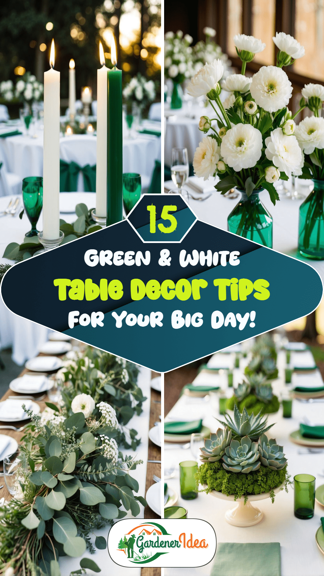 15 Green and White Table Decor Ideas for Your Big Day