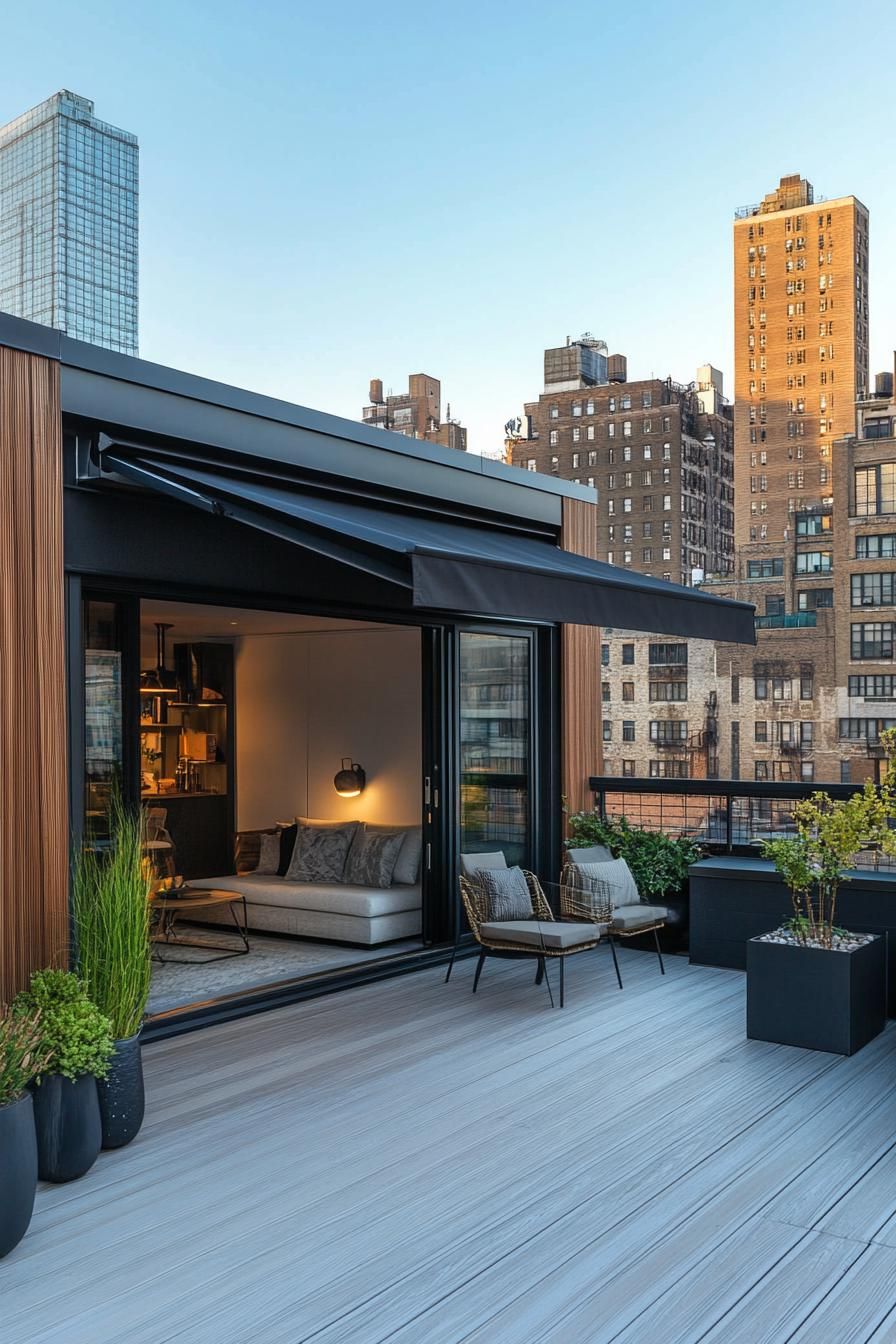 Rooftop Home Office With Retractable Awning