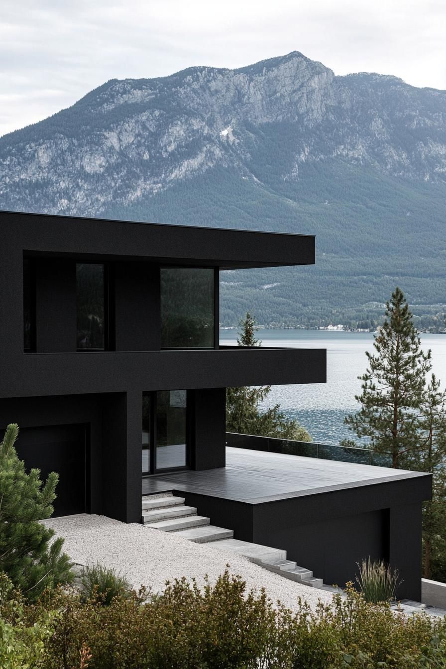 Matte Black Walls With Glossy Trim Accents