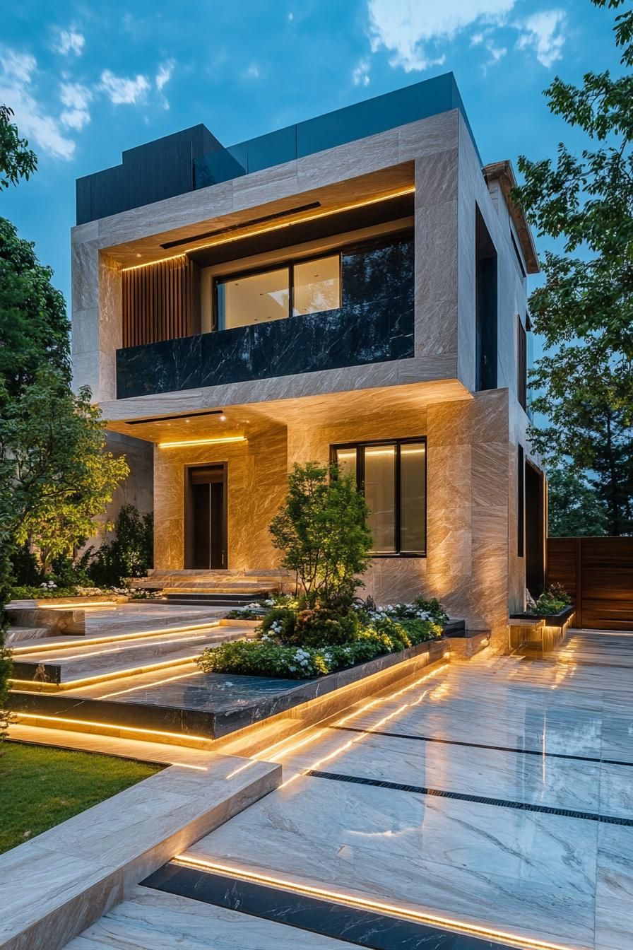 A Lighted Luxury Home After Dark