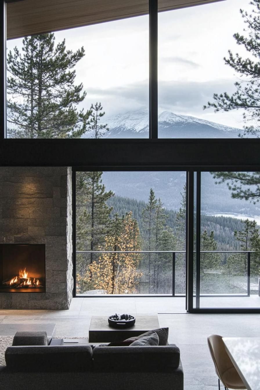Contemporary Mountain Home With Minimalist Stone Fireplace - photo 3