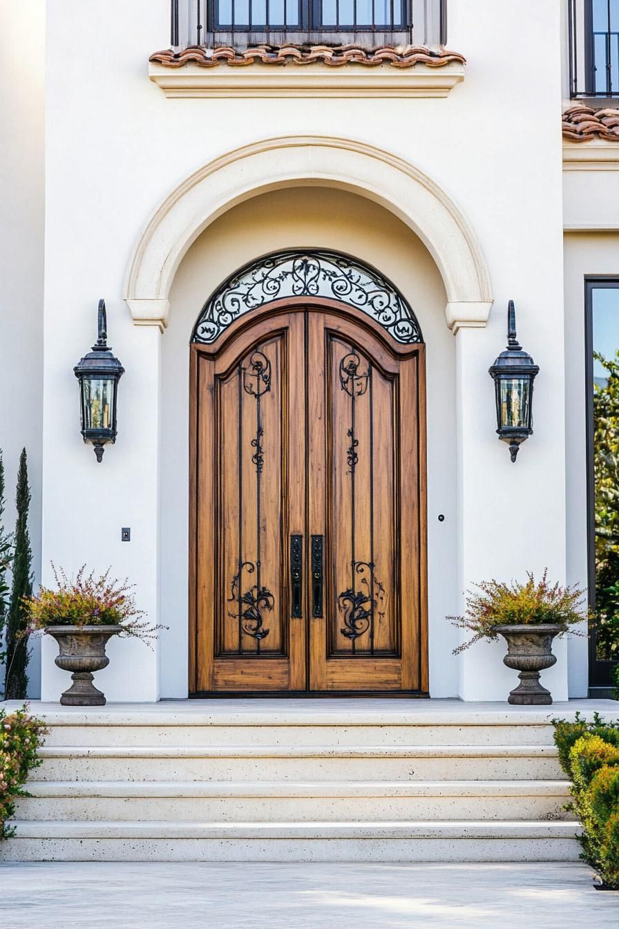 Carved Wood Front Doors With Iron Details - photo 3