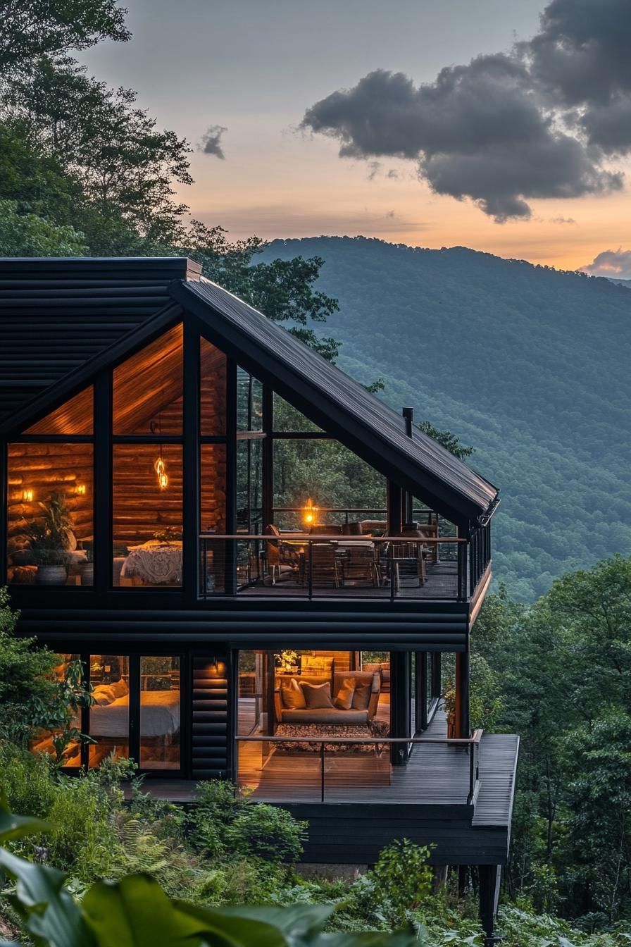 Black Log Cabin With Floor-to-ceiling Glass - photo 2
