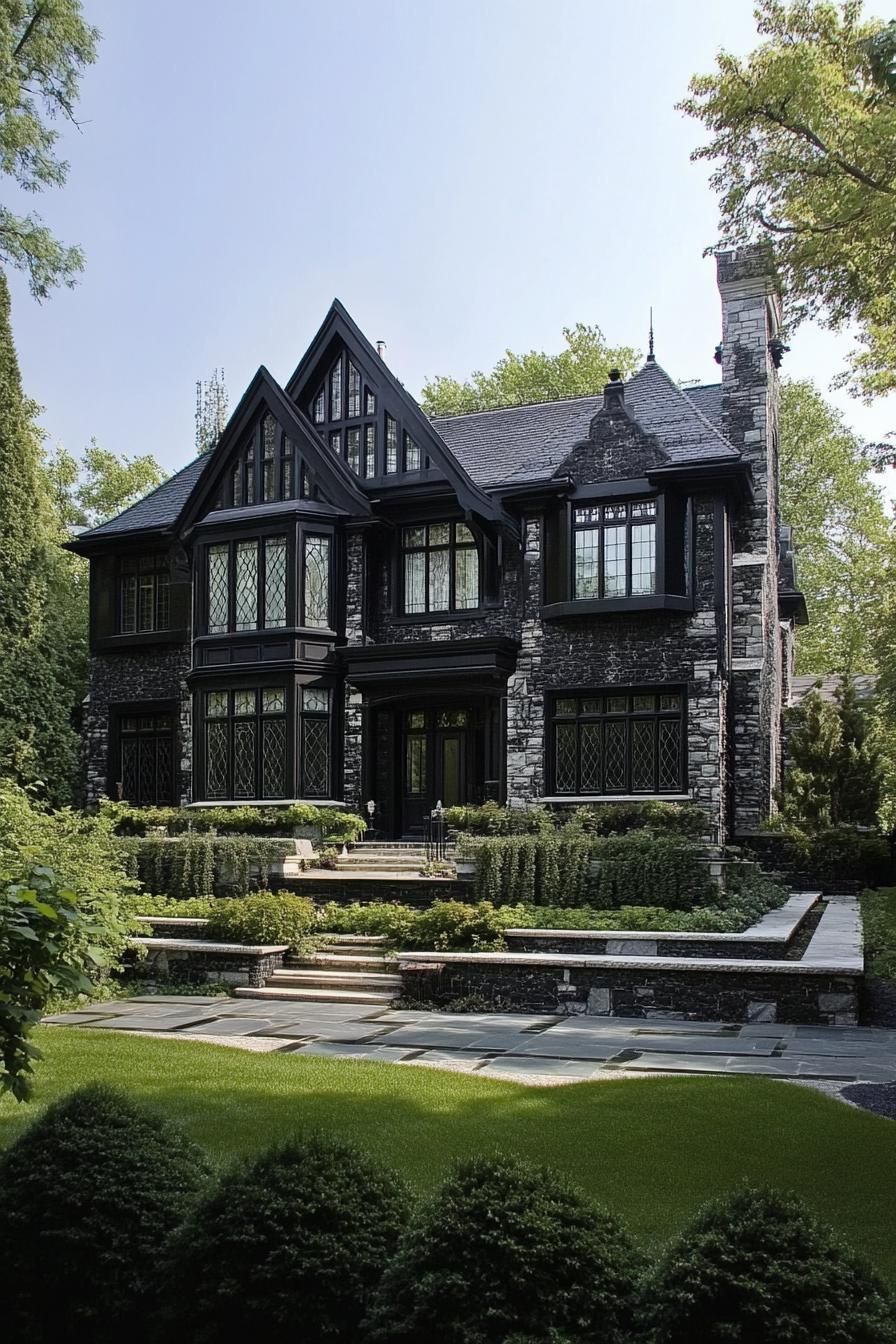 Black Marble Gothic Mansion With Dark Wood - photo 4