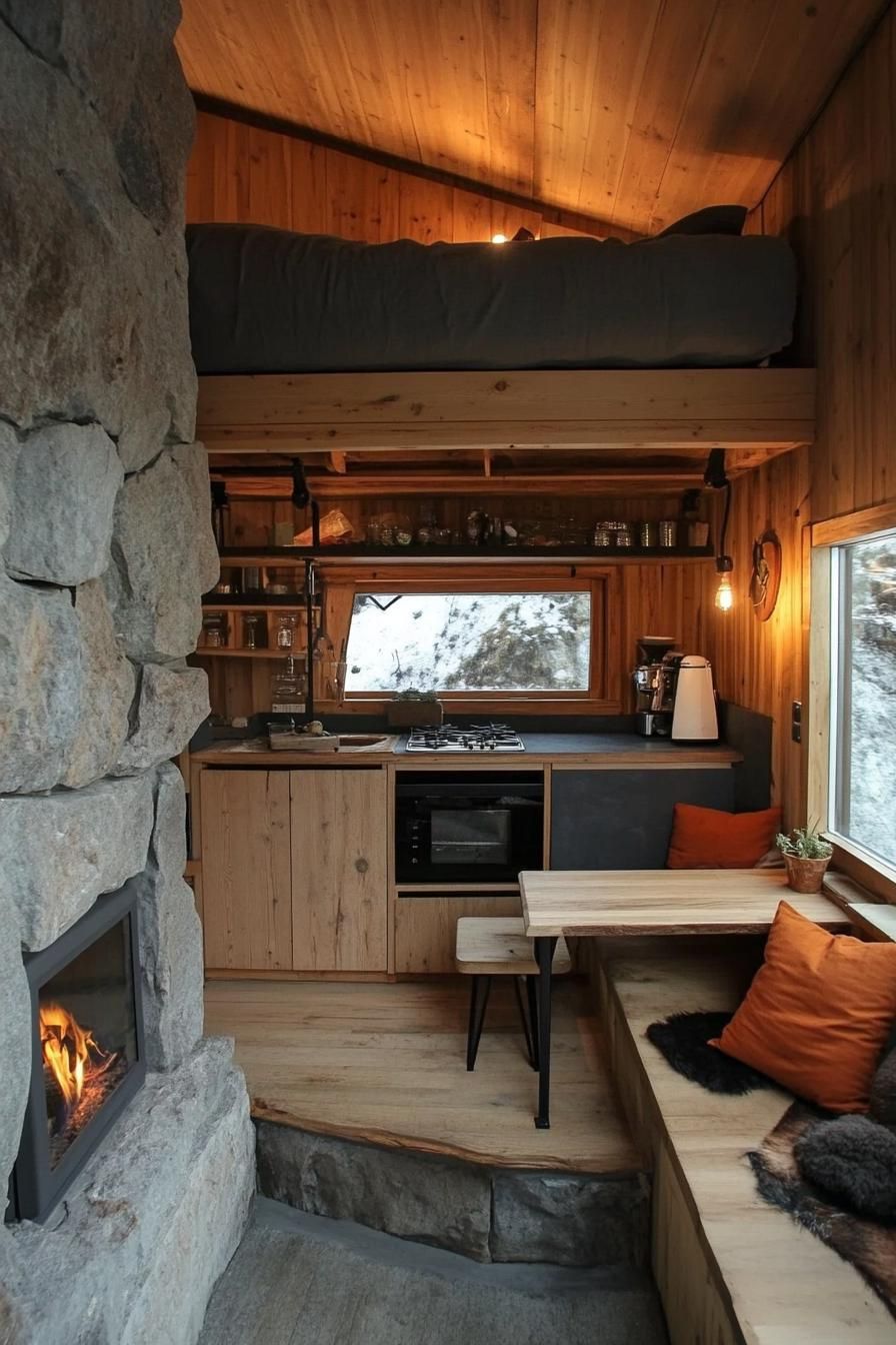 Tiny Mountain Home With Compact Stone Fireplace - photo 4