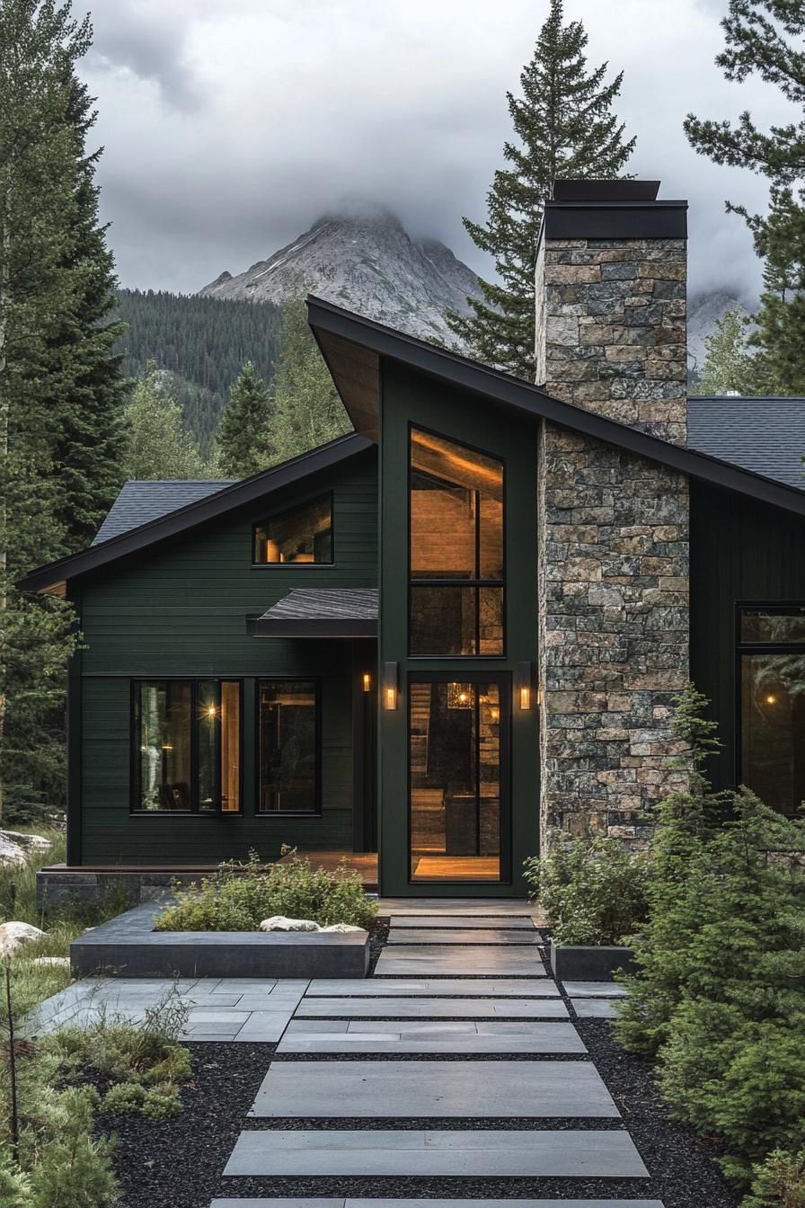 Dark Green Walls Over Natural Stone Base - photo 4