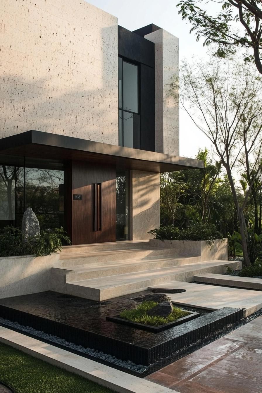 Stone-Clad Exterior With an Entrance Water Feature - photo 3
