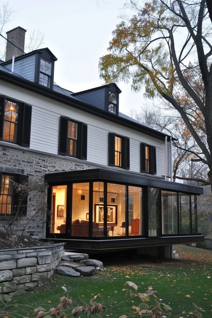 Cantilevered Addition On A Colonial Base