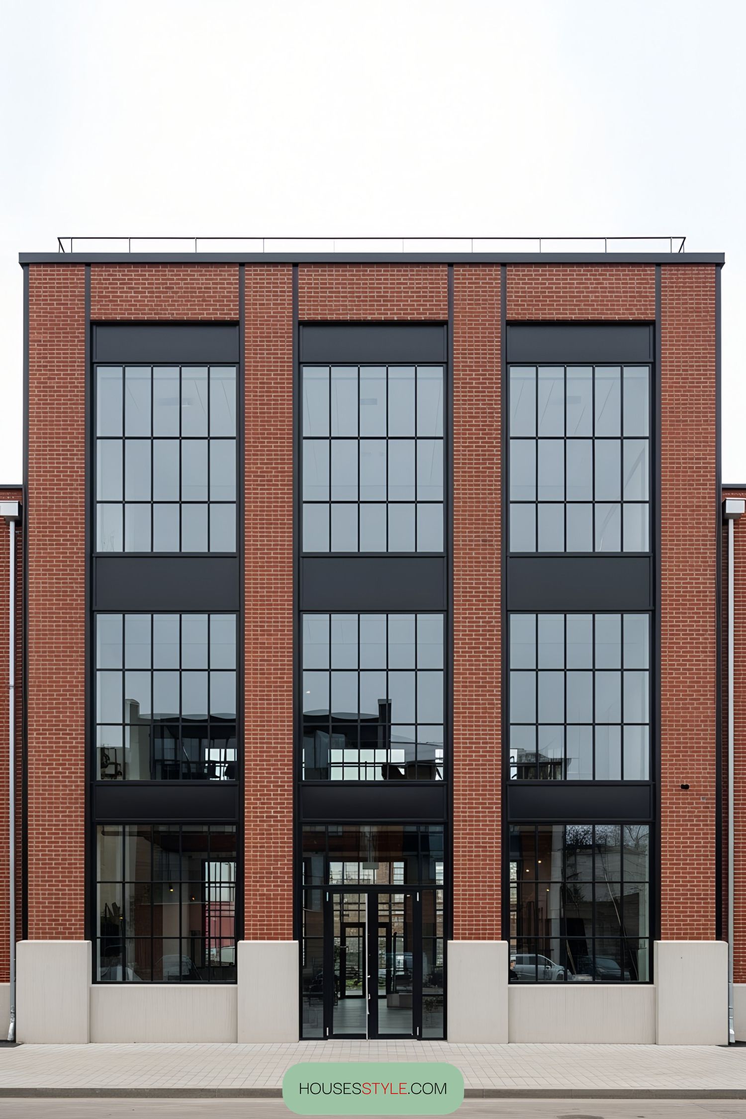 Windows Set Into a Brick Fortress Facade