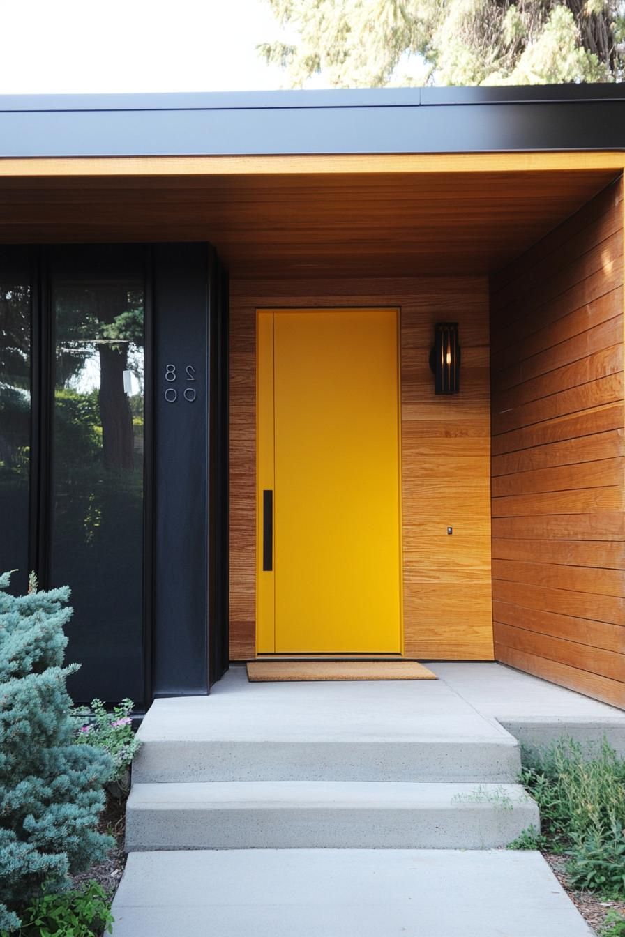 Matte Yellow Door Set in a Wood Frame