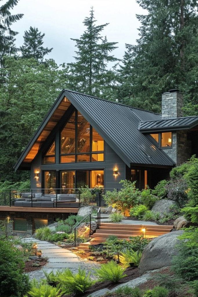 An A-Frame House Set Deep In The Woods