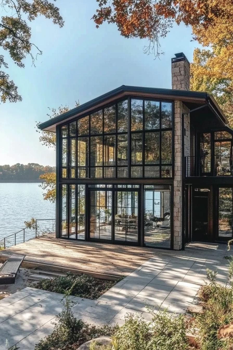 Lake-Facing Glass Walls In Wood Frames - photo 4