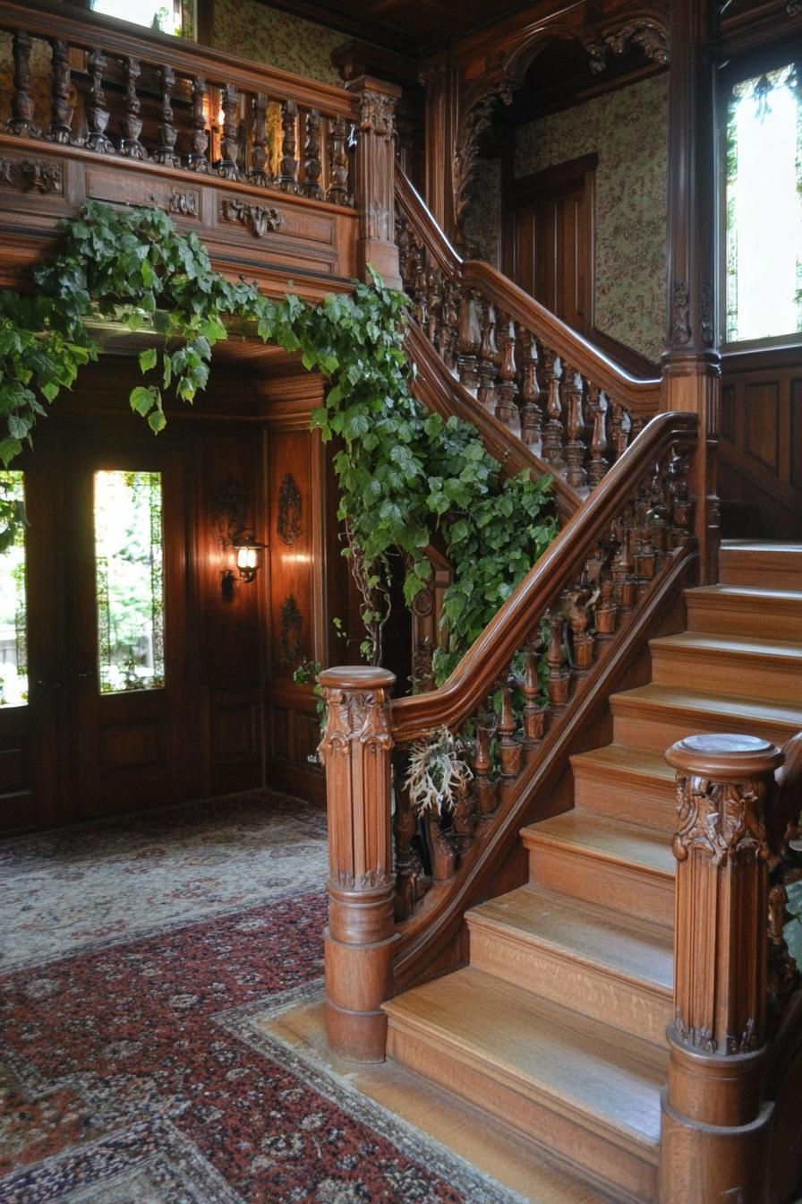 21) Cozy Staircase in a Woodland Cottage