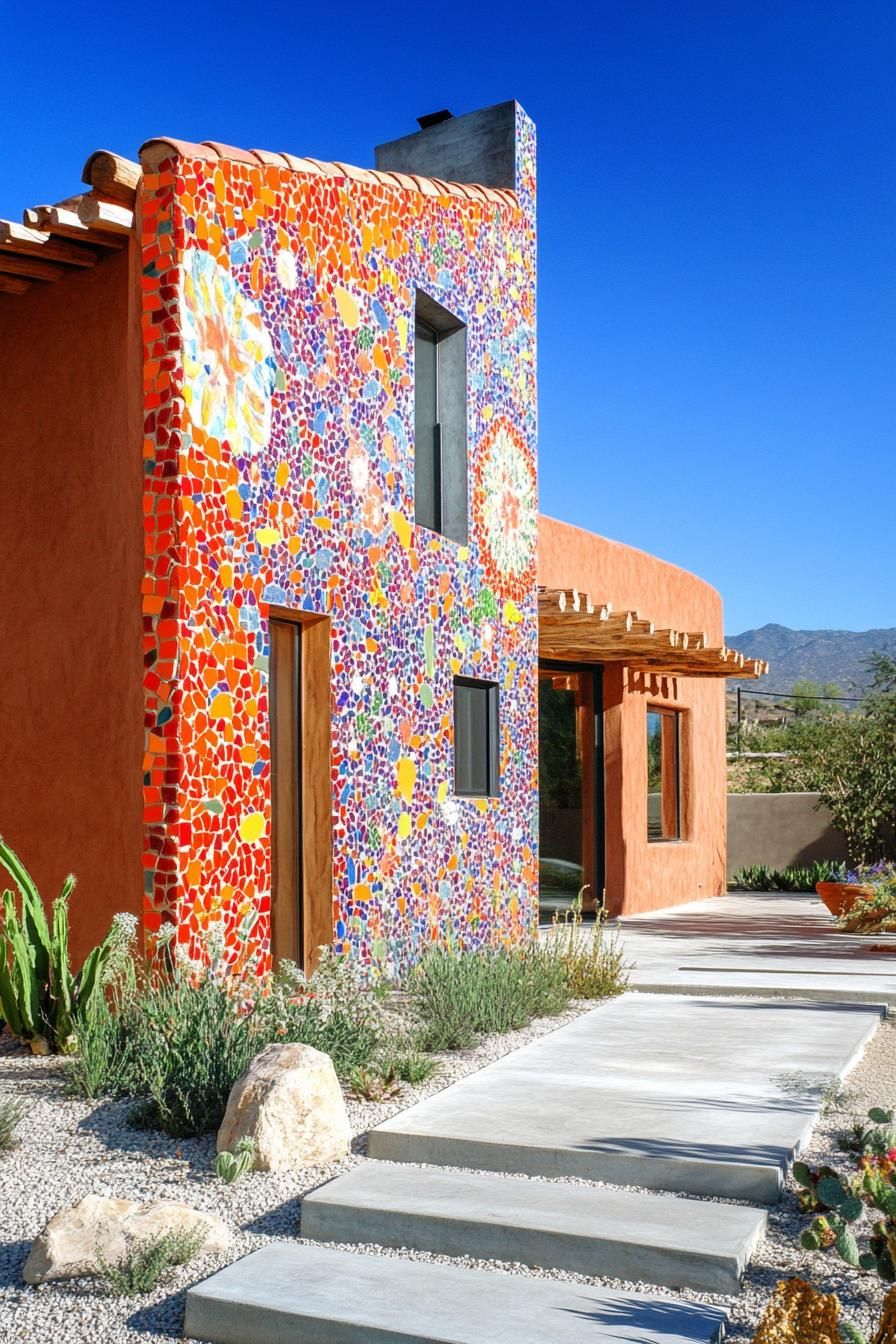 Adobe Homes With Bold Mosaic Wall Designs - photo 2