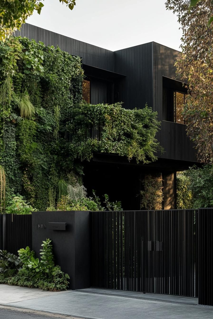 Black Steel Fencing With A Green Vertical Garden - photo 4