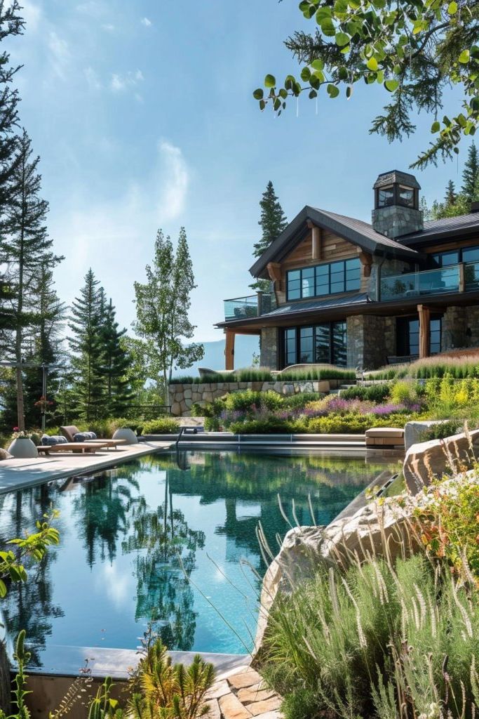 Pools Framed by Lush Alpine Gardens