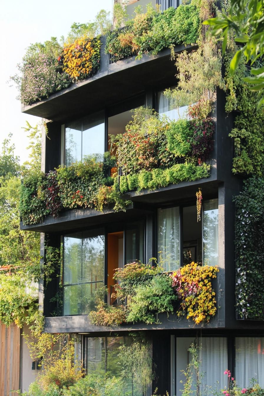 A Container Building Draped in Greenery